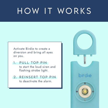 She’S Birdie–The Original Personal Safety Alarm for Women by Women–Loud Siren, Strobe Light and Key Chain in a Variety of Colors (Aqua)